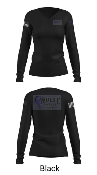 Women's Long Sleeve Vneck Shirt, Wolfe FarmsWolfe Farms, , Teamtime, Team time, sublimation, custom sports apparel, team uniforms, spirit wear, spiritwear, sports uniforms, custom shirts, team store, custom team store, fundraiser sports, apparel fundraiser