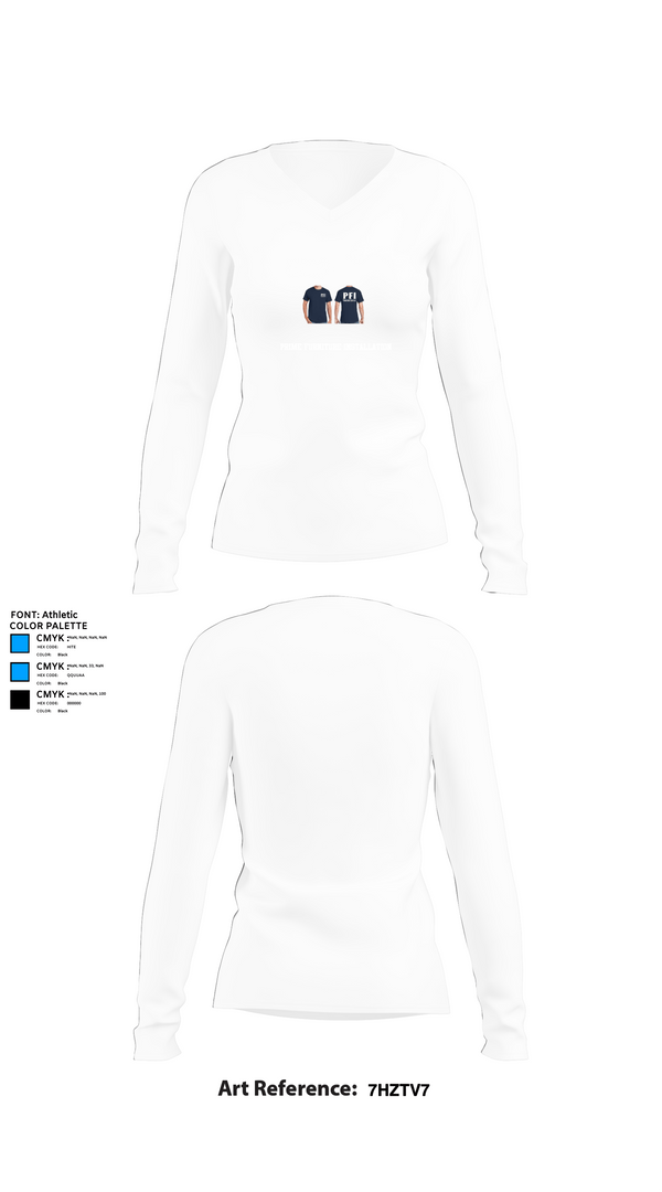 Womens Long Sleeve Vneck Shirt 1, Prime Furniture Installation, , Teamtime, Team time, sublimation, custom sports apparel, team uniforms, spirit wear, spiritwear, sports uniforms, custom shirts, team store, custom team store, fundraiser sports, apparel fundraiser