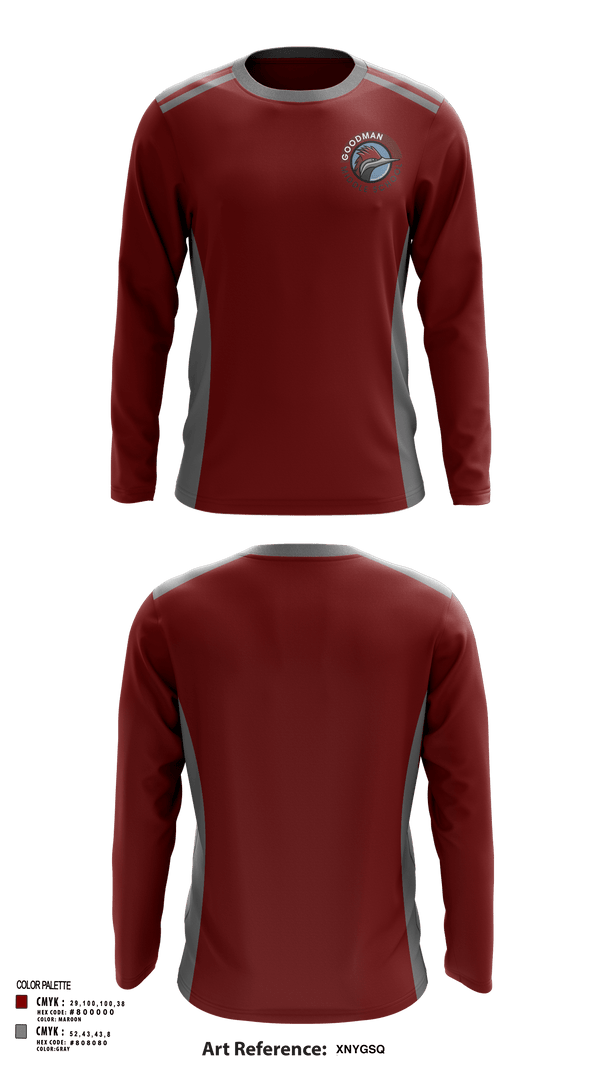 Long Sleeve Performance Shirt, Goodman Middle School Soccer, Men's Soccer, Teamtime, Team time, sublimation, custom sports apparel, team uniforms, spirit wear, spiritwear, sports uniforms, custom shirts, team store, custom team store, fundraiser sports, apparel fundraiser