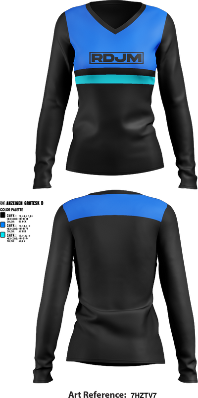 RDJM 8804616 Women's Long Sleeve V-neck Shirt - 1