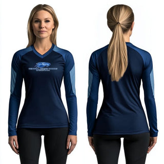 Womens Long Sleeve Vneck Shirt, Central Jersey Hawks Basketball, Women's Basketball, Teamtime, Team time, sublimation, custom sports apparel, team uniforms, spirit wear, spiritwear, sports uniforms, custom shirts, team store, custom team store, fundraiser sports, apparel fundraiser
