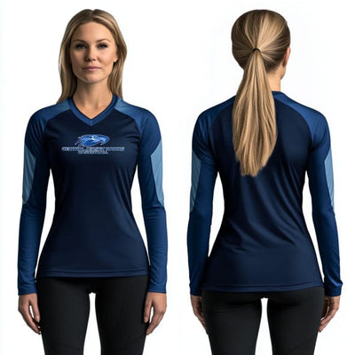 Central Jersey Hawks Basketball 94316888 Women's Long Sleeve V-neck Shirt - 2
