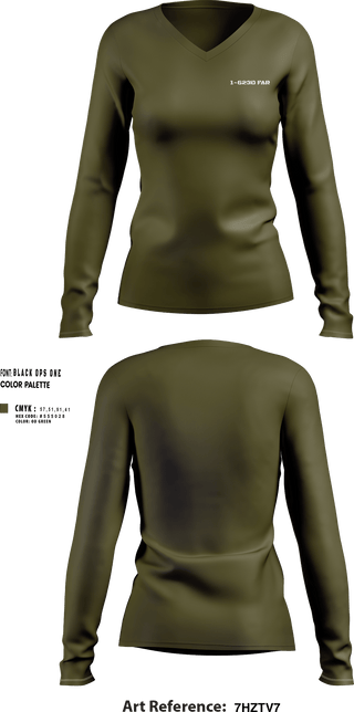 Womens Long Sleeve Vneck Shirt, 1/623rd FAR1-623D FAR, National Guard, Teamtime, Team time, sublimation, custom sports apparel, team uniforms, spirit wear, spiritwear, sports uniforms, custom shirts, team store, custom team store, fundraiser sports, apparel fundraiser