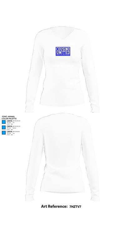 Cousino United Bowling 12861245 Women's Long Sleeve V-neck Shirt -1 15