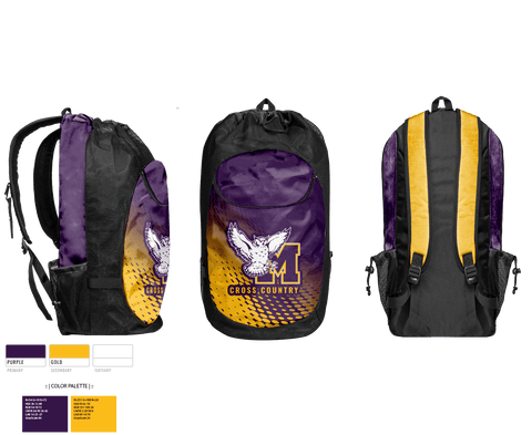 Gear Bag, Monticello High School Cross Country, Cross Country, Teamtime, Team time, sublimation, custom sports apparel, team uniforms, spirit wear, spiritwear, sports uniforms, custom shirts, team store, custom team store, fundraiser sports, apparel fundraiser