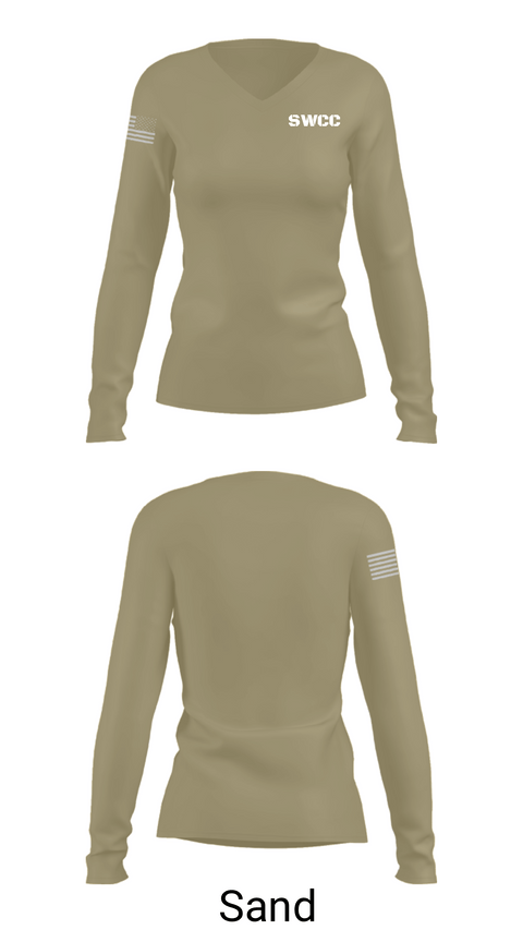 Women's Long Sleeve Vneck Shirt, SWCC, Navy, Teamtime, Team time, sublimation, custom sports apparel, team uniforms, spirit wear, spiritwear, sports uniforms, custom shirts, team store, custom team store, fundraiser sports, apparel fundraiser