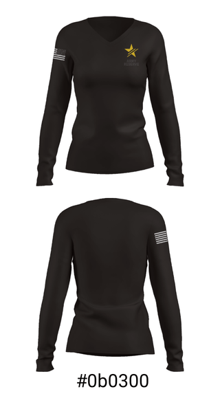 Women's Long Sleeve Vneck Shirt, USAR RSO, Army, Teamtime, Team time, sublimation, custom sports apparel, team uniforms, spirit wear, spiritwear, sports uniforms, custom shirts, team store, custom team store, fundraiser sports, apparel fundraiser