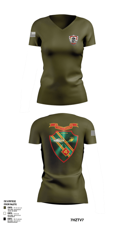 Det. 4 Tows and Scouts 4th Tank Battalion 82433945 Women's Short Sleeve V-neck Shirt - 2