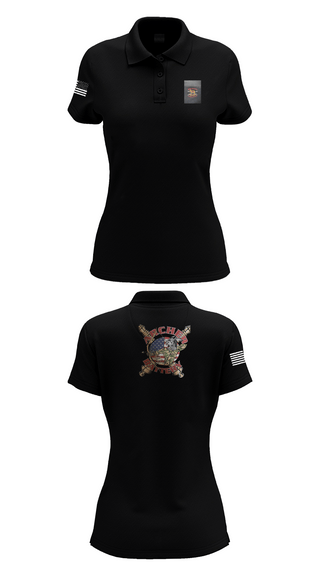 Womens Short Sleeve Performance Polo, Archer Battery 2-2 FA, Army, Teamtime, Team time, sublimation, custom sports apparel, team uniforms, spirit wear, spiritwear, sports uniforms, custom shirts, team store, custom team store, fundraiser sports, apparel fundraiser