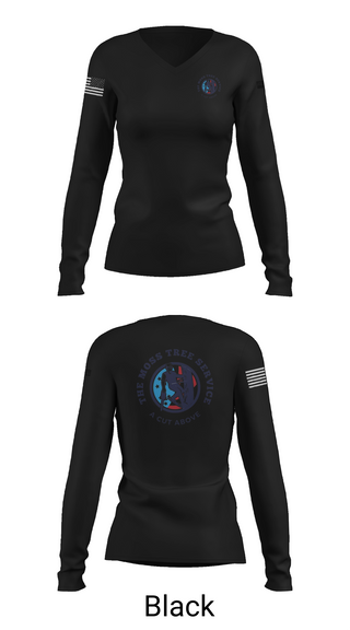 Womens Long Sleeve Vneck Shirt, The Moss Tree Service, , Teamtime, Team time, sublimation, custom sports apparel, team uniforms, spirit wear, spiritwear, sports uniforms, custom shirts, team store, custom team store, fundraiser sports, apparel fundraiser