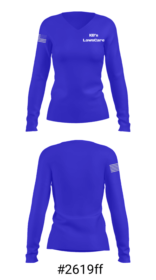 Women's Long Sleeve Vneck Shirt, KB’s LawnCare, , Teamtime, Team time, sublimation, custom sports apparel, team uniforms, spirit wear, spiritwear, sports uniforms, custom shirts, team store, custom team store, fundraiser sports, apparel fundraiser