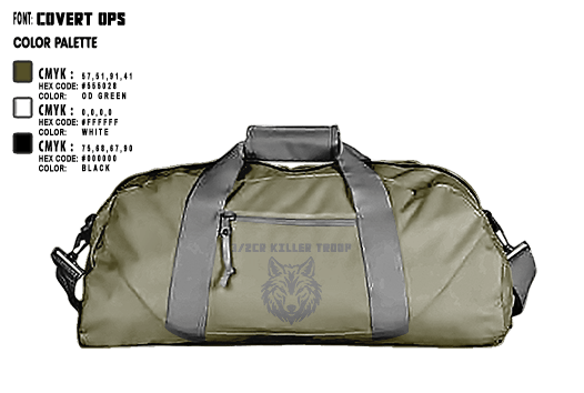 Duffle Bag, 3/2CR Killer Troop, Army, Teamtime, Team time, sublimation, custom sports apparel, team uniforms, spirit wear, spiritwear, sports uniforms, custom shirts, team store, custom team store, fundraiser sports, apparel fundraiser