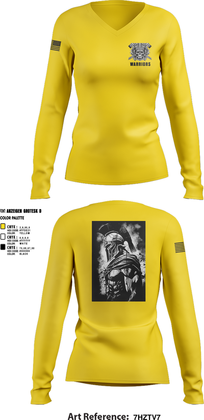 Warriors 28926024 Women's Long Sleeve V-neck Shirt - 2