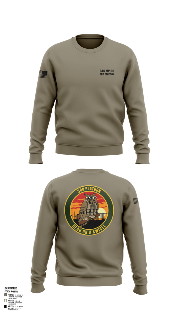 Crew Neck Sweatshirt, 346 MP CO 3rd Platoon, Army, Teamtime, Team time, sublimation, custom sports apparel, team uniforms, spirit wear, spiritwear, sports uniforms, custom shirts, team store, custom team store, fundraiser sports, apparel fundraiser