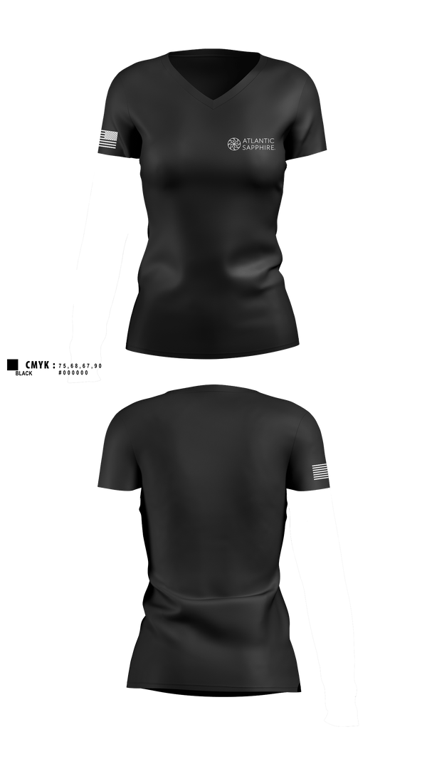 Womens Short Sleeve Vneck Shirt, Atlantic Sapphire, Army, Teamtime, Team time, sublimation, custom sports apparel, team uniforms, spirit wear, spiritwear, sports uniforms, custom shirts, team store, custom team store, fundraiser sports, apparel fundraiser