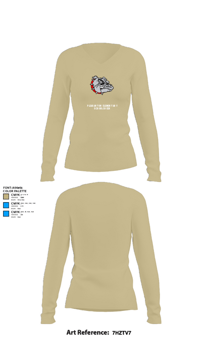 Pleasanton Elementary School Cheer 69415211 Women's Long Sleeve V-neck Shirt - 37