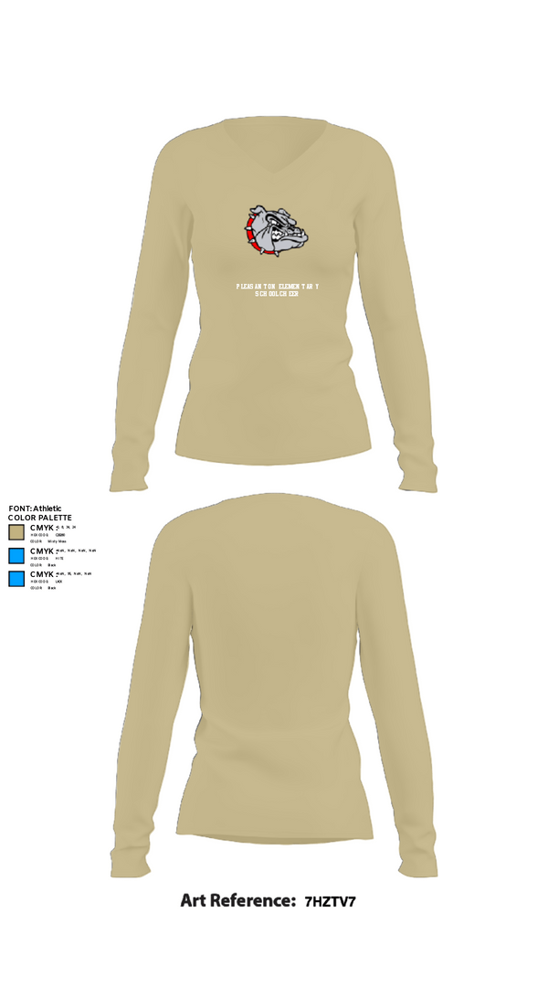 Womens Long Sleeve Vneck Shirt, Pleasanton Elementary School Cheer, Cheer, Teamtime, Team time, sublimation, custom sports apparel, team uniforms, spirit wear, spiritwear, sports uniforms, custom shirts, team store, custom team store, fundraiser sports, apparel fundraiser