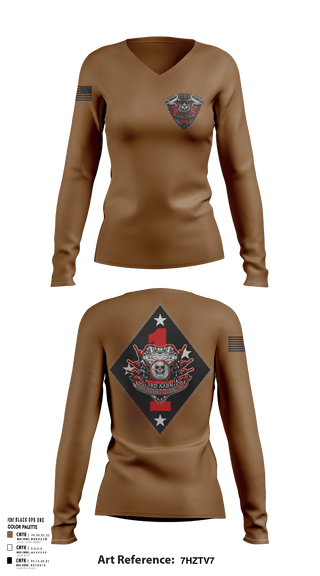 Womens Long Sleeve Vneck Shirt, 3rd AABN MTU, Marines, Teamtime, Team time, sublimation, custom sports apparel, team uniforms, spirit wear, spiritwear, sports uniforms, custom shirts, team store, custom team store, fundraiser sports, apparel fundraiser