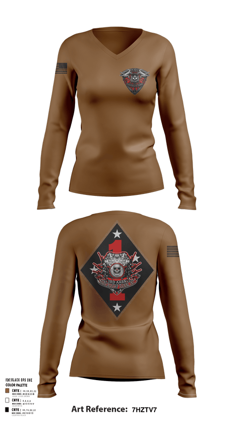Womens Long Sleeve Vneck Shirt, 3rd AABN MTU, Marines, Teamtime, Team time, sublimation, custom sports apparel, team uniforms, spirit wear, spiritwear, sports uniforms, custom shirts, team store, custom team store, fundraiser sports, apparel fundraiser