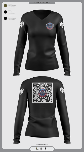 Womens Long Sleeve Vneck Shirt 1, Muscle Maker Academy, Space Force, Teamtime, Team time, sublimation, custom sports apparel, team uniforms, spirit wear, spiritwear, sports uniforms, custom shirts, team store, custom team store, fundraiser sports, apparel fundraiser