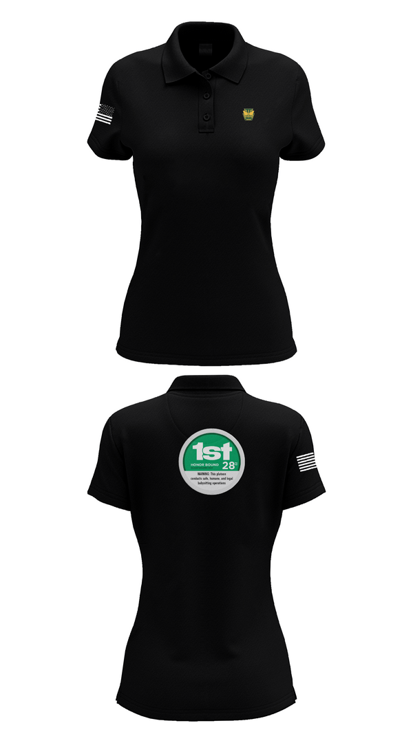 Womens Short Sleeve Performance Polo, 28th MP Company, National Guard, Teamtime, Team time, sublimation, custom sports apparel, team uniforms, spirit wear, spiritwear, sports uniforms, custom shirts, team store, custom team store, fundraiser sports, apparel fundraiser