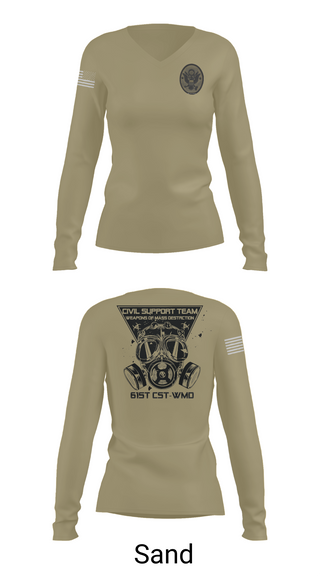 Womens Long Sleeve Vneck Shirt, 61st CST, Army, Teamtime, Team time, sublimation, custom sports apparel, team uniforms, spirit wear, spiritwear, sports uniforms, custom shirts, team store, custom team store, fundraiser sports, apparel fundraiser