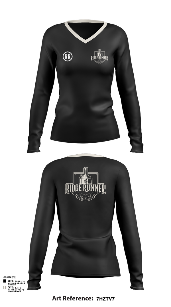 Womens Long Sleeve Vneck Shirt, RidgeRunner Logistics, , Teamtime, Team time, sublimation, custom sports apparel, team uniforms, spirit wear, spiritwear, sports uniforms, custom shirts, team store, custom team store, fundraiser sports, apparel fundraiser