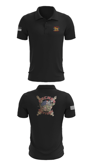 Short Sleeve Performance Polo, Archer Battery 2-2 FA, Army, Teamtime, Team time, sublimation, custom sports apparel, team uniforms, spirit wear, spiritwear, sports uniforms, custom shirts, team store, custom team store, fundraiser sports, apparel fundraiser
