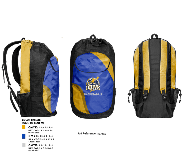Gear Bag, West Valley Drive Basketball, Men's Basketball, Teamtime, Team time, sublimation, custom sports apparel, team uniforms, spirit wear, spiritwear, sports uniforms, custom shirts, team store, custom team store, fundraiser sports, apparel fundraiser