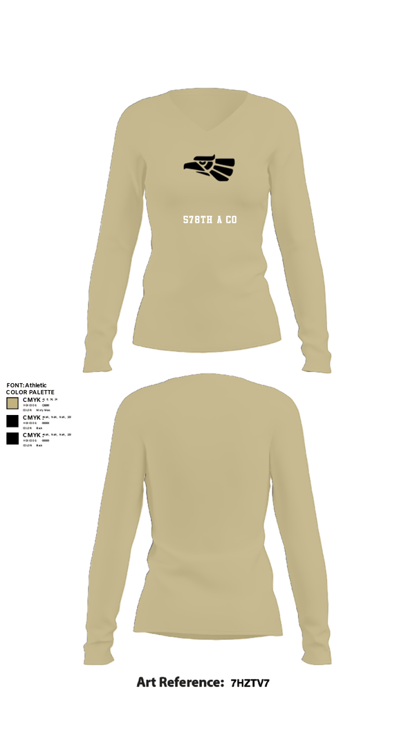 Women's Long Sleeve Vneck Shirt, 578th A Co, National Guard, Teamtime, Team time, sublimation, custom sports apparel, team uniforms, spirit wear, spiritwear, sports uniforms, custom shirts, team store, custom team store, fundraiser sports, apparel fundraiser