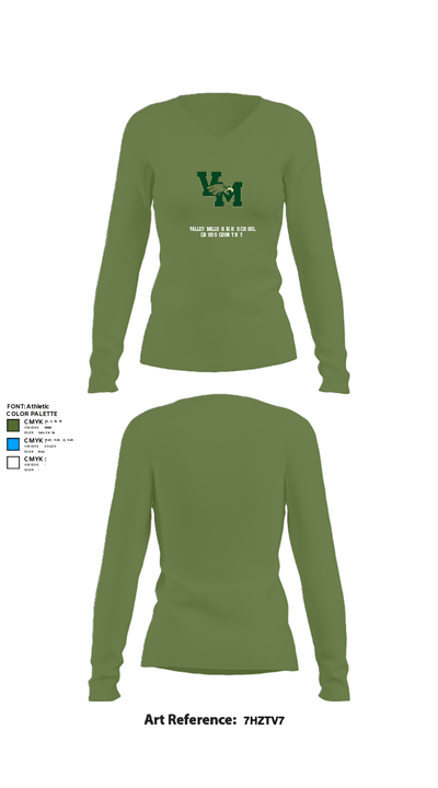 Valley Mills High School Cross Country 52833130 Women's Long Sleeve V-neck Shirt - 19