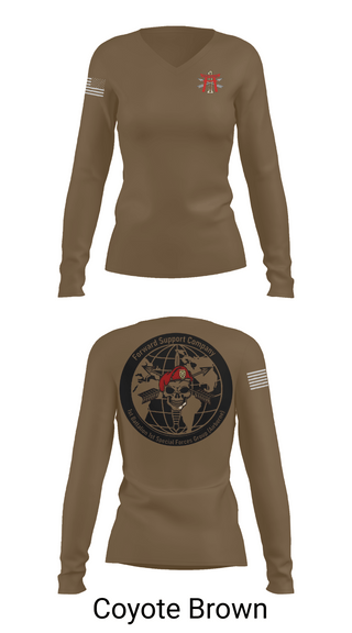 Womens Long Sleeve Vneck Shirt 1, FSC 1-1SFG, Army, Teamtime, Team time, sublimation, custom sports apparel, team uniforms, spirit wear, spiritwear, sports uniforms, custom shirts, team store, custom team store, fundraiser sports, apparel fundraiser