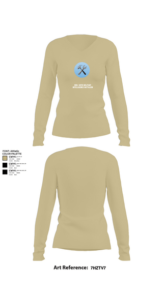 Womens Long Sleeve Vneck Shirt 1, HHD, 415th Military Intelligence Battalion, National Guard, Teamtime, Team time, sublimation, custom sports apparel, team uniforms, spirit wear, spiritwear, sports uniforms, custom shirts, team store, custom team store, fundraiser sports, apparel fundraiser
