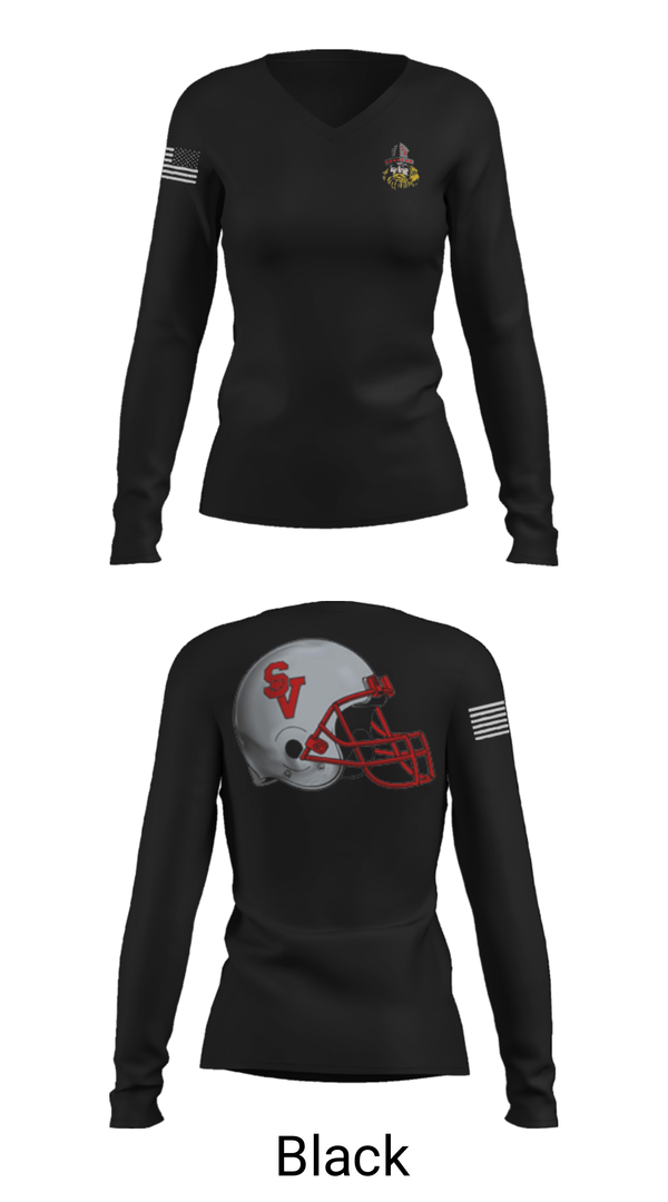 Women's Long Sleeve Vneck Shirt, Symmes Valley Vikings, Football, Teamtime, Team time, sublimation, custom sports apparel, team uniforms, spirit wear, spiritwear, sports uniforms, custom shirts, team store, custom team store, fundraiser sports, apparel fundraiser