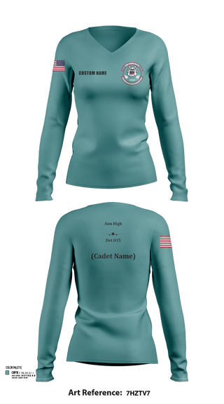 Womens Long Sleeve Vneck Shirt, Detachment 035, Air Force, Teamtime, Team time, sublimation, custom sports apparel, team uniforms, spirit wear, spiritwear, sports uniforms, custom shirts, team store, custom team store, fundraiser sports, apparel fundraiser