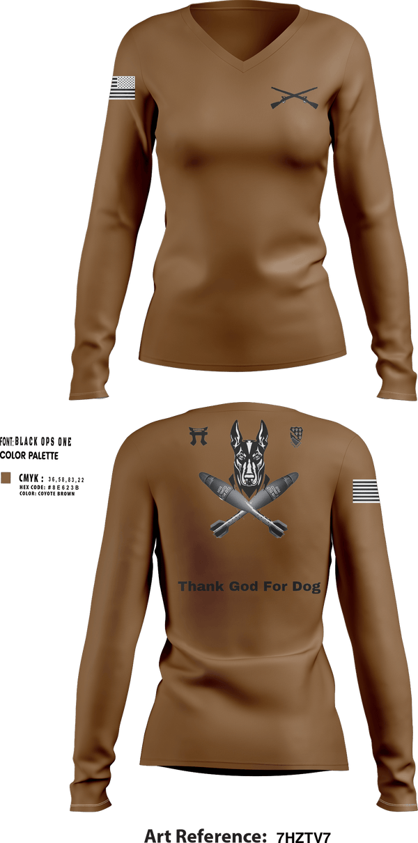 Womens Long Sleeve Vneck Shirt, Dog Mortars, , Teamtime, Team time, sublimation, custom sports apparel, team uniforms, spirit wear, spiritwear, sports uniforms, custom shirts, team store, custom team store, fundraiser sports, apparel fundraiser