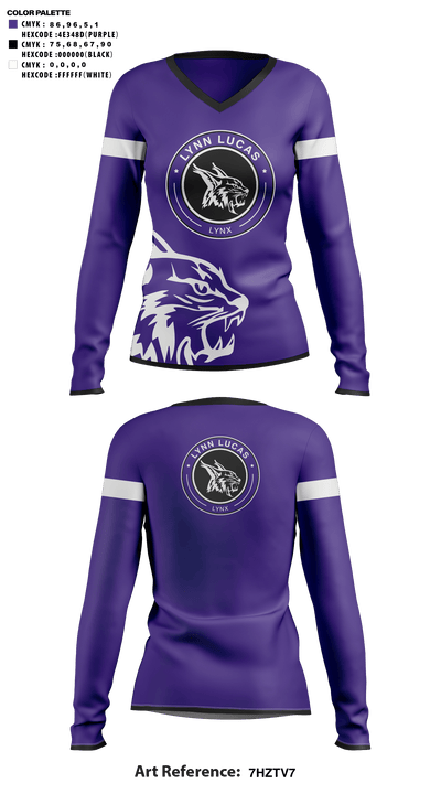 Lynn Lucas Middle School Cheer 22938786 Women's Long Sleeve V-neck Shirt - 41