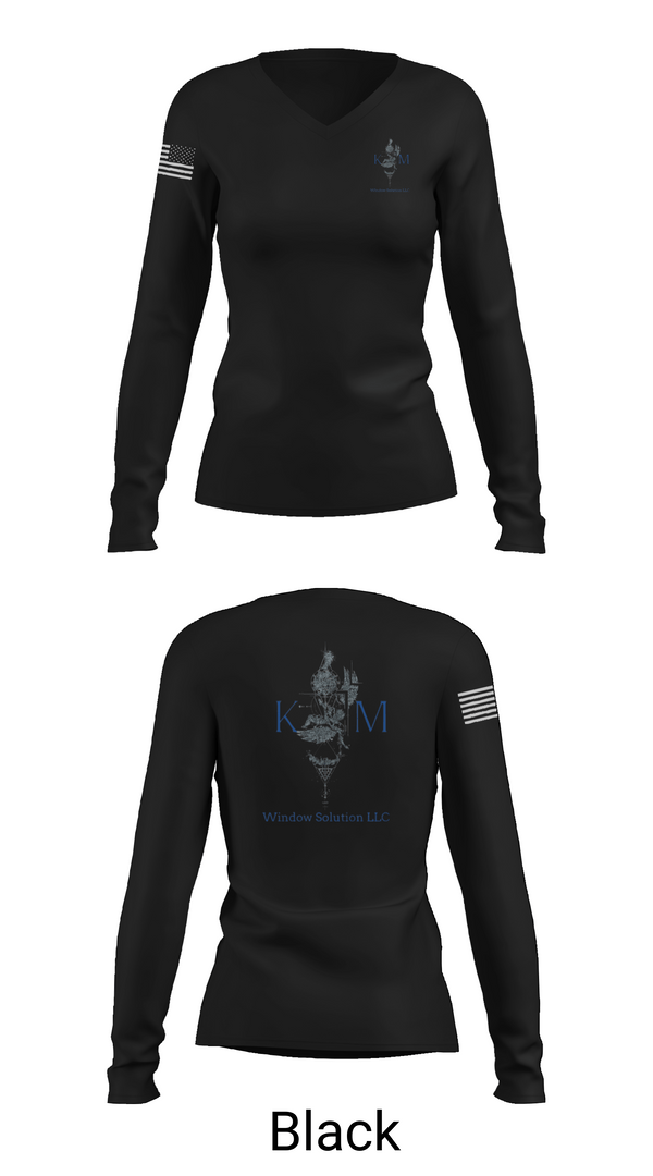 Womens Long Sleeve Vneck Shirt, K&M window solutions llc, , Teamtime, Team time, sublimation, custom sports apparel, team uniforms, spirit wear, spiritwear, sports uniforms, custom shirts, team store, custom team store, fundraiser sports, apparel fundraiser