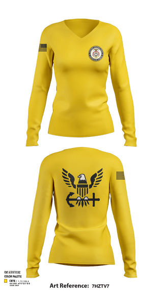 Women's Long Sleeve Vneck Shirt, Chaplain Corp, Navy, Teamtime, Team time, sublimation, custom sports apparel, team uniforms, spirit wear, spiritwear, sports uniforms, custom shirts, team store, custom team store, fundraiser sports, apparel fundraiser