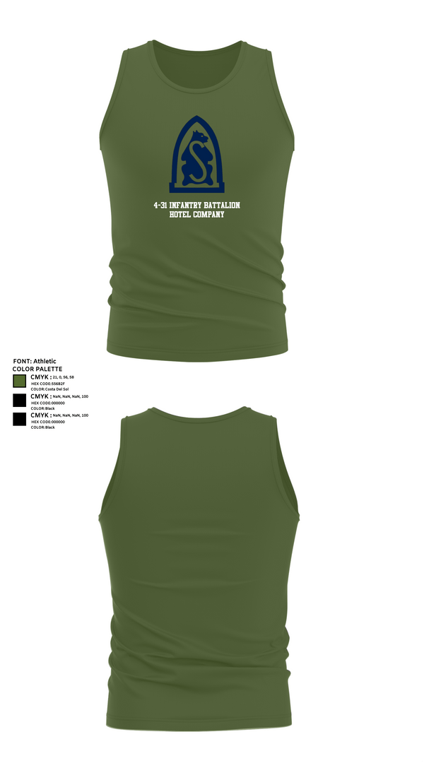 Tank Top, 4-31 infantry battalion hotel company, Army, Teamtime, Team time, sublimation, custom sports apparel, team uniforms, spirit wear, spiritwear, sports uniforms, custom shirts, team store, custom team store, fundraiser sports, apparel fundraiser
