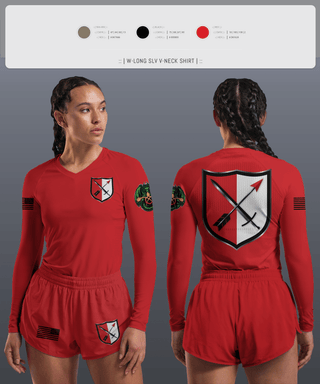 Womens Long Sleeve Vneck Shirt, 31st Chemical Brigade, Army, Teamtime, Team time, sublimation, custom sports apparel, team uniforms, spirit wear, spiritwear, sports uniforms, custom shirts, team store, custom team store, fundraiser sports, apparel fundraiser