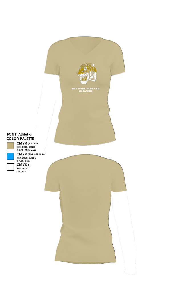 Womens Short Sleeve Vneck Shirt, Fort Towson Junior High School Cheer, Cheer, Teamtime, Team time, sublimation, custom sports apparel, team uniforms, spirit wear, spiritwear, sports uniforms, custom shirts, team store, custom team store, fundraiser sports, apparel fundraiser