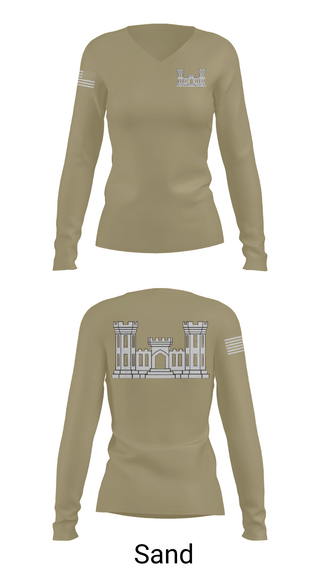Womens Long Sleeve Vneck Shirt 1, 250TH ENGINEERING COMPANY, National Guard, Teamtime, Team time, sublimation, custom sports apparel, team uniforms, spirit wear, spiritwear, sports uniforms, custom shirts, team store, custom team store, fundraiser sports, apparel fundraiser