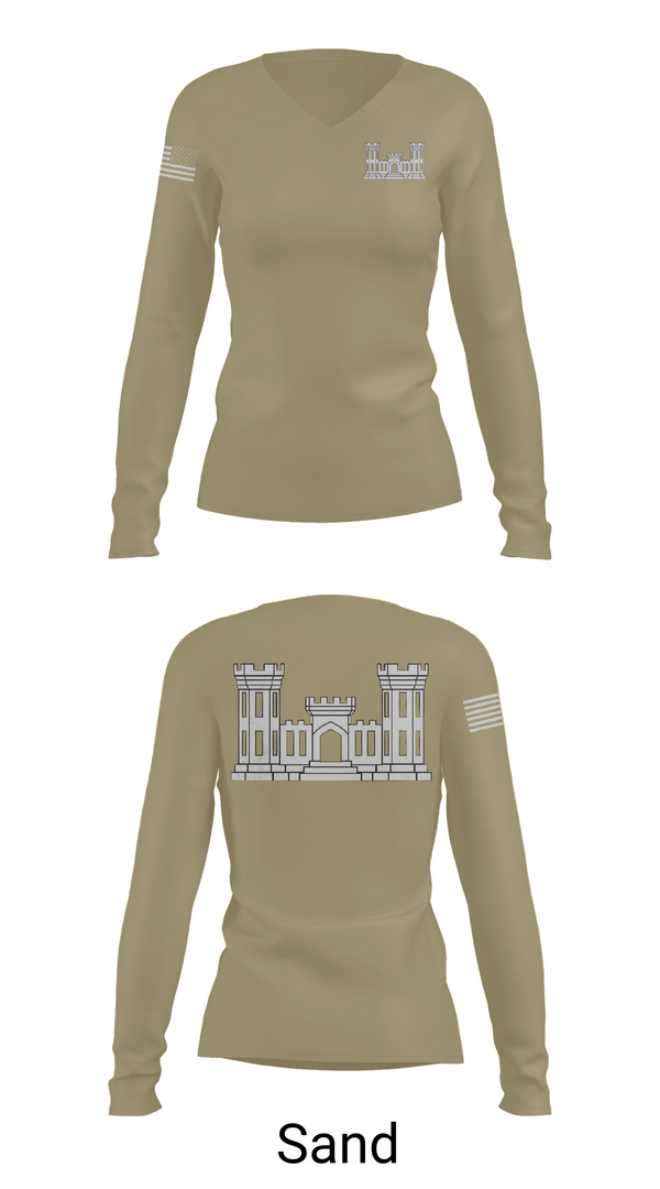 Womens Long Sleeve Vneck Shirt 1, 250TH ENGINEERING COMPANY, National Guard, Teamtime, Team time, sublimation, custom sports apparel, team uniforms, spirit wear, spiritwear, sports uniforms, custom shirts, team store, custom team store, fundraiser sports, apparel fundraiser