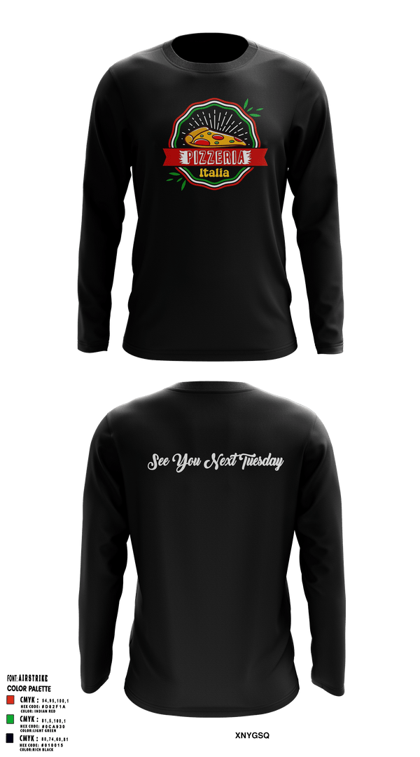 Long Sleeve Performance Shirt, Pizzeria ItaliaJDC PBA, Bowling, Teamtime, Team time, sublimation, custom sports apparel, team uniforms, spirit wear, spiritwear, sports uniforms, custom shirts, team store, custom team store, fundraiser sports, apparel fundraiser