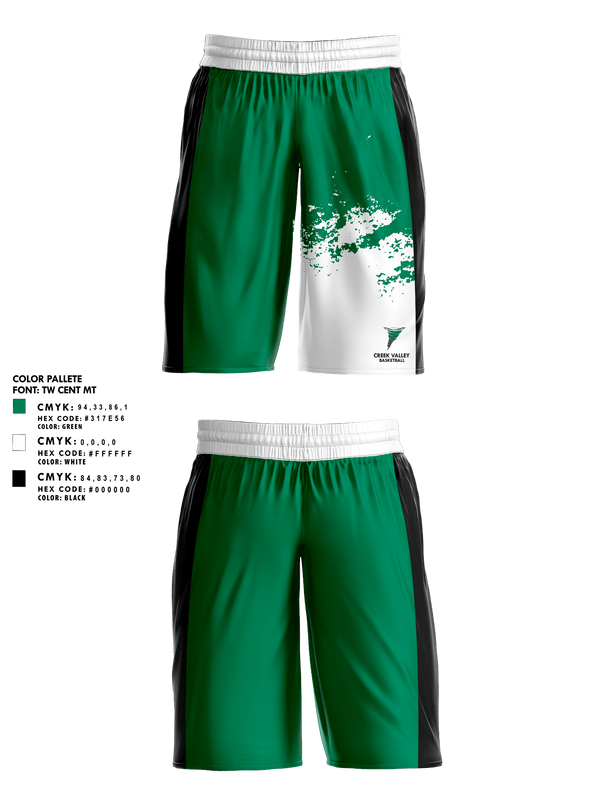 Mens Basketball Shorts, Creek Valley High School Basketball, Men's Basketball, Teamtime, Team time, sublimation, custom sports apparel, team uniforms, spirit wear, spiritwear, sports uniforms, custom shirts, team store, custom team store, fundraiser sports, apparel fundraiser