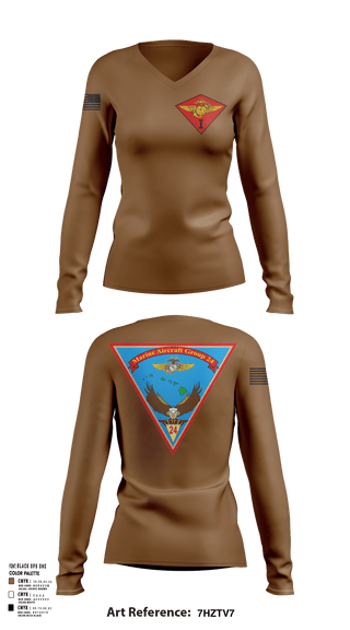 Womens Long Sleeve Vneck Shirt 1, Marine Air Group 24, Marines, Teamtime, Team time, sublimation, custom sports apparel, team uniforms, spirit wear, spiritwear, sports uniforms, custom shirts, team store, custom team store, fundraiser sports, apparel fundraiser