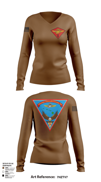 Marine Air Group 24 32391498 Women's Long Sleeve V-neck Shirt -1 122