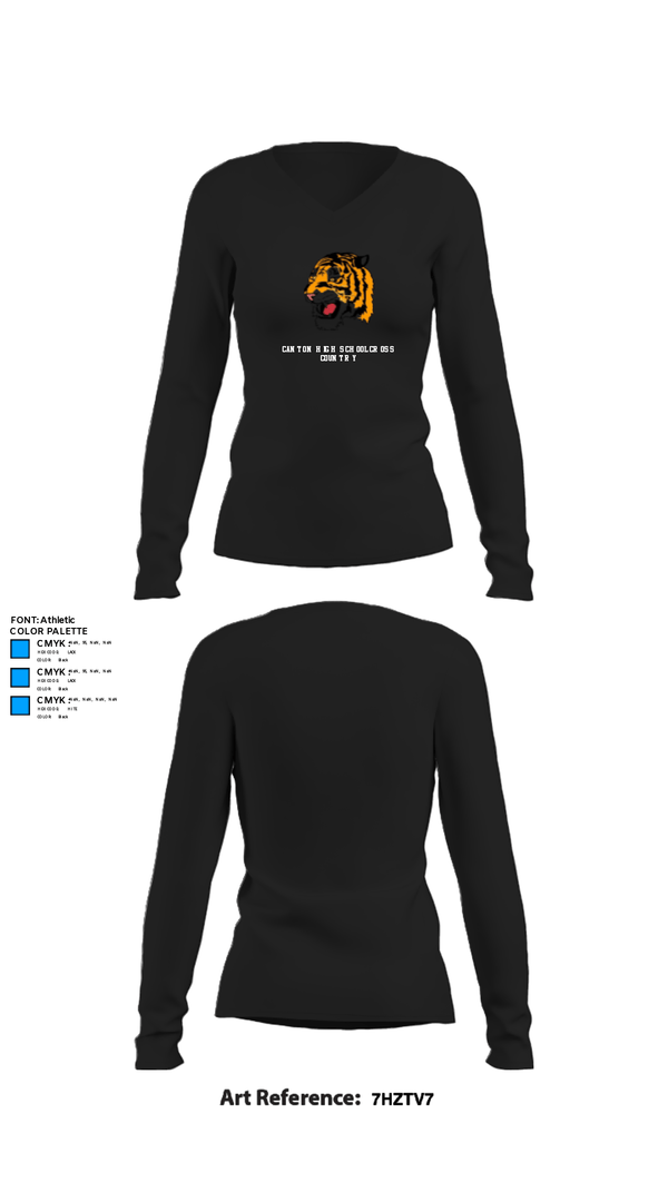 Womens Long Sleeve Vneck Shirt, Canton High School Cross Country, Cross Country, Teamtime, Team time, sublimation, custom sports apparel, team uniforms, spirit wear, spiritwear, sports uniforms, custom shirts, team store, custom team store, fundraiser sports, apparel fundraiser