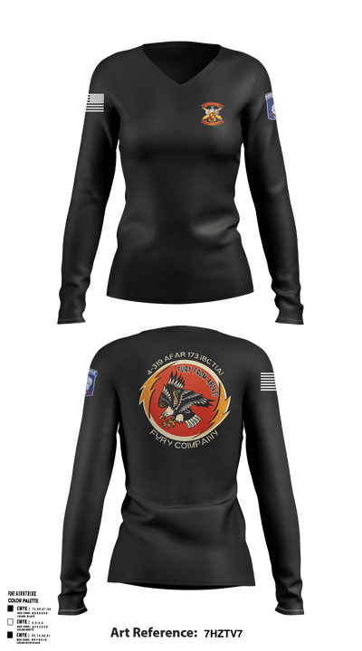 FCO 4-319 AFAR, 173 IBCT(A) 62795689 Women's Long Sleeve V-neck Shirt -1 1